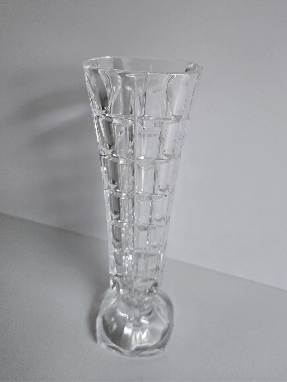 Bud Vase Lead Crystal Faceted Squares